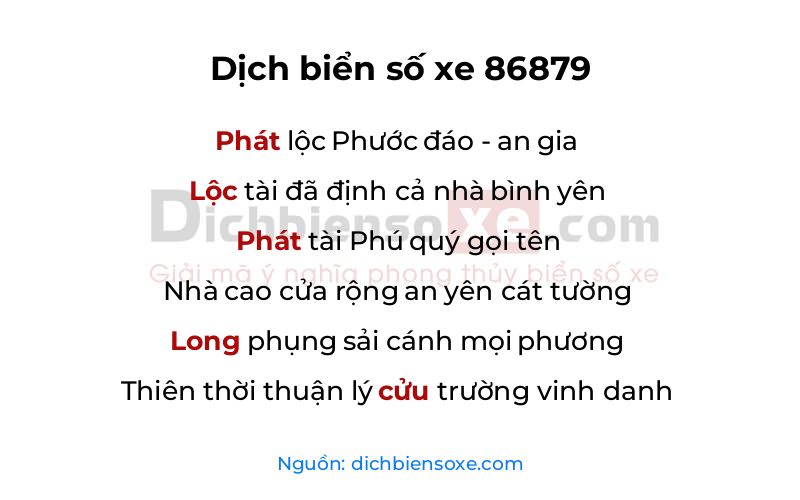 Dịch thơ biển số 86879