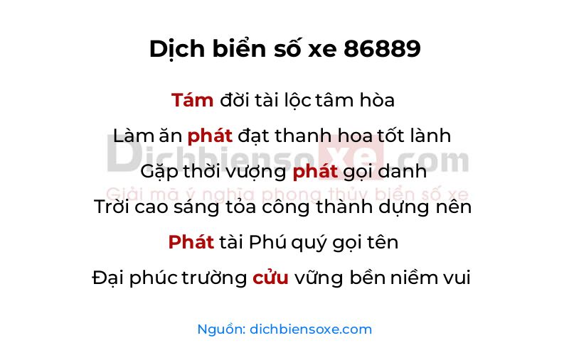 Dịch thơ biển số 86889