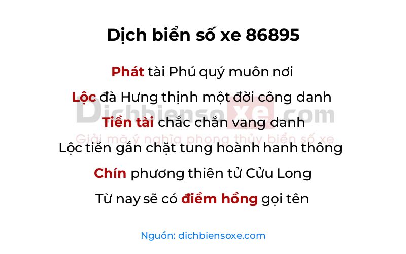 Dịch thơ biển số 86895