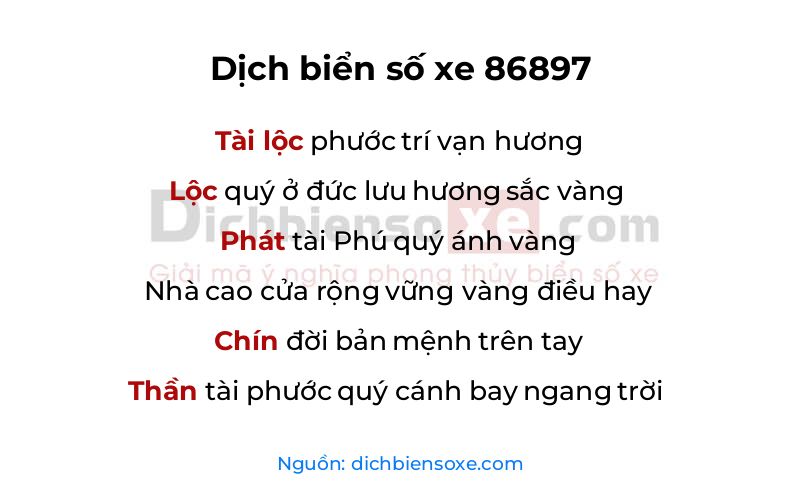 Dịch thơ biển số 86897