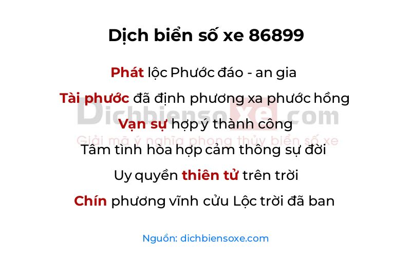 Dịch thơ biển số 86899