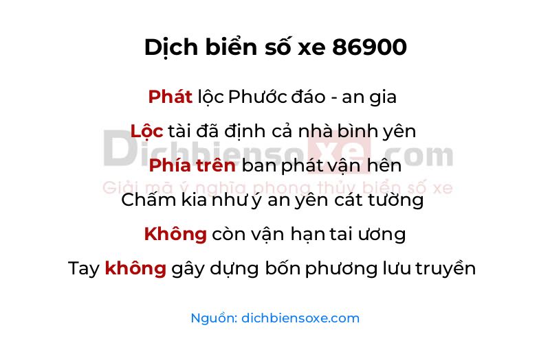 Dịch thơ biển số 86900