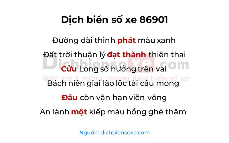 Dịch thơ biển số 86901