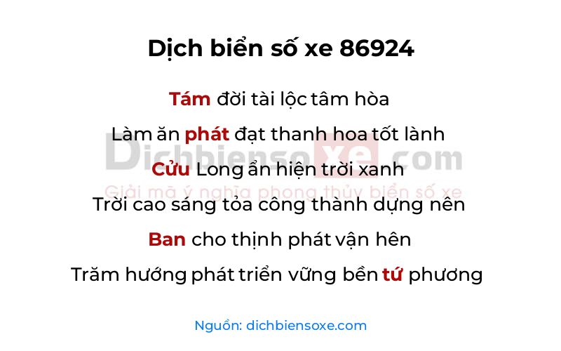 Dịch thơ biển số 86924