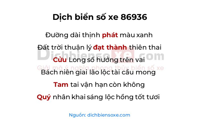 Dịch thơ biển số 86936
