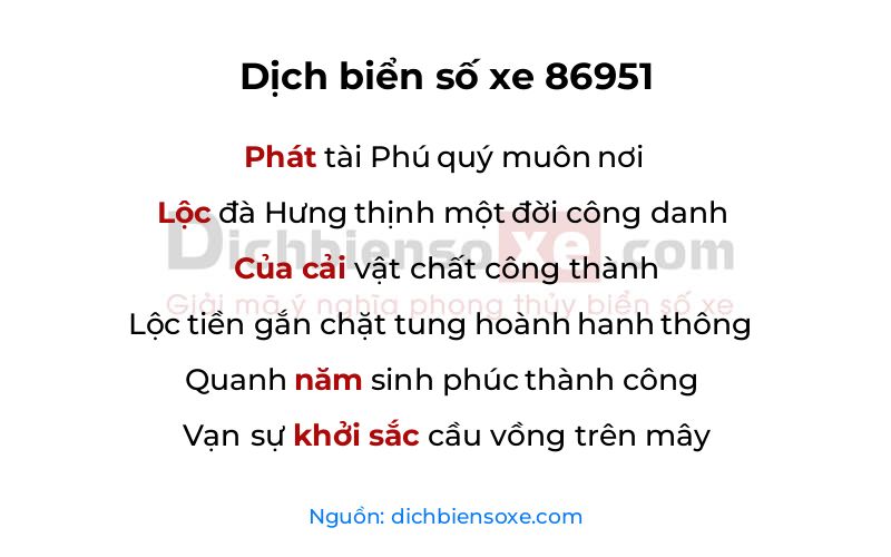 Dịch thơ biển số 86951
