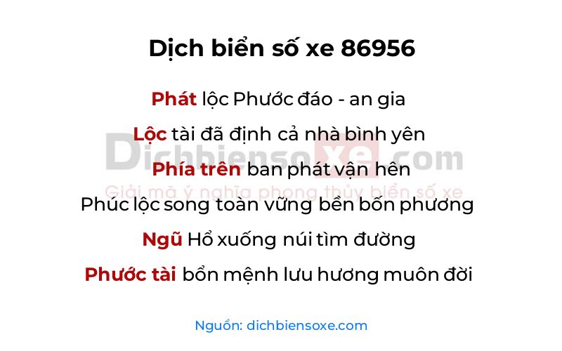 Dịch thơ biển số 86956
