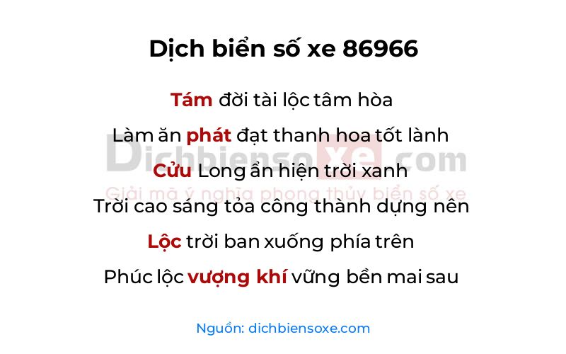 Dịch thơ biển số 86966