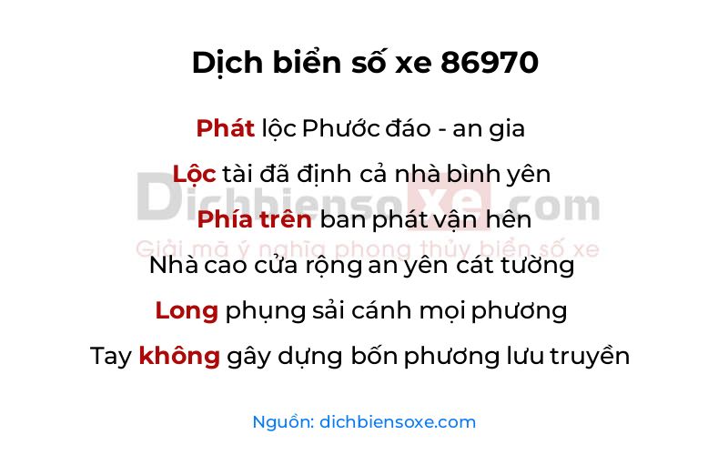 Dịch thơ biển số 86970