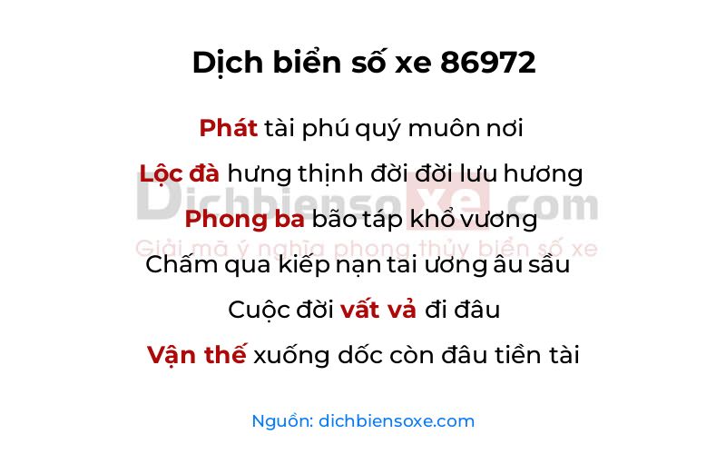 Dịch thơ biển số 86972
