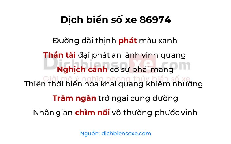 Dịch thơ biển số 86974