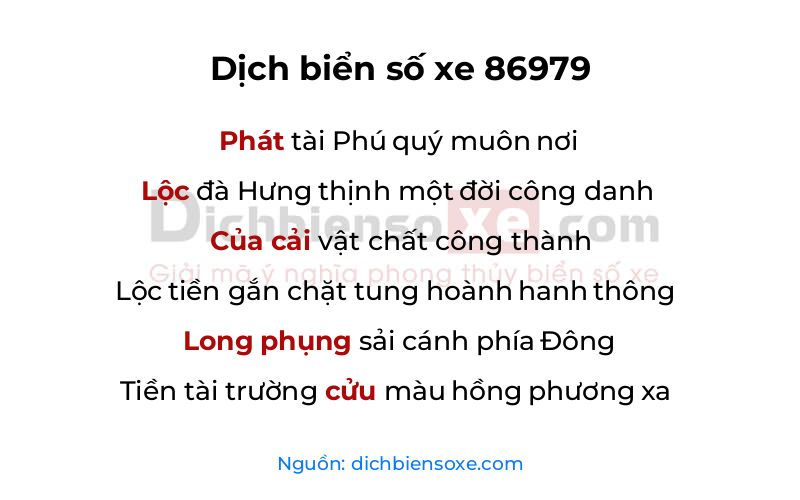 Dịch thơ biển số 86979