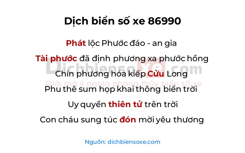 Dịch thơ biển số 86990