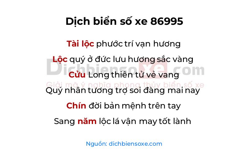 Dịch thơ biển số 86995