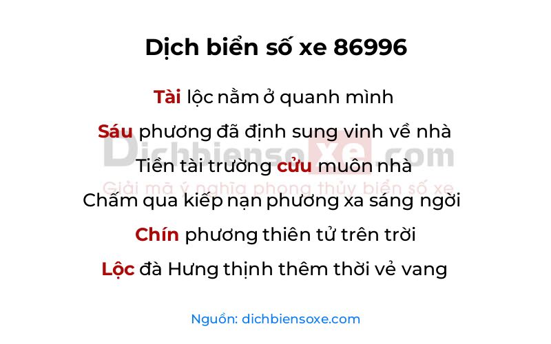Dịch thơ biển số 86996