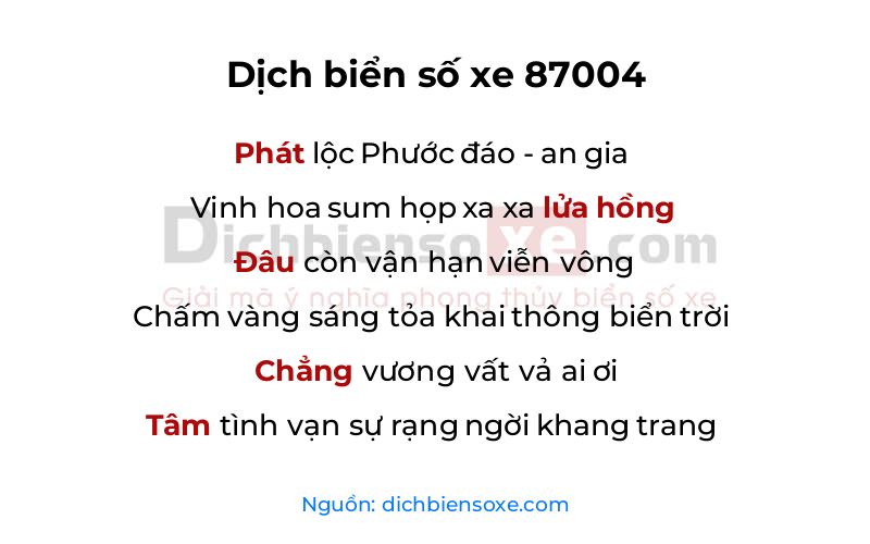 Dịch thơ biển số 87004