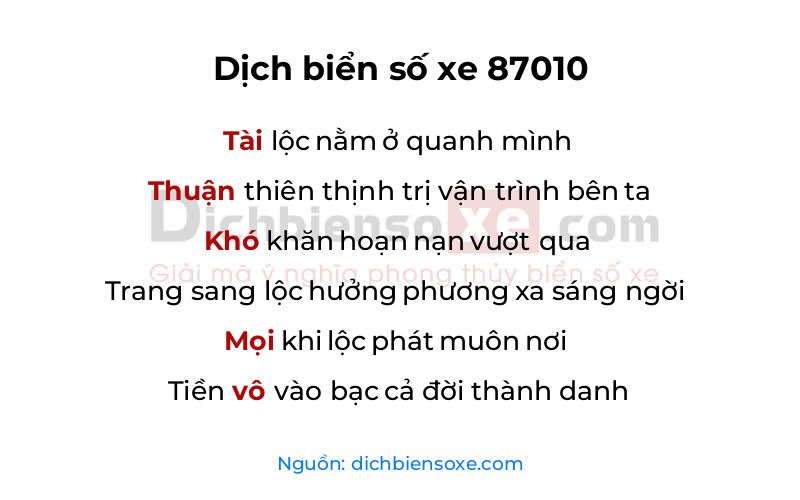 Dịch thơ biển số 87010