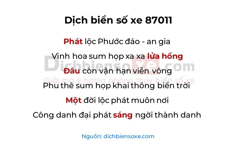 Dịch thơ biển số 87011