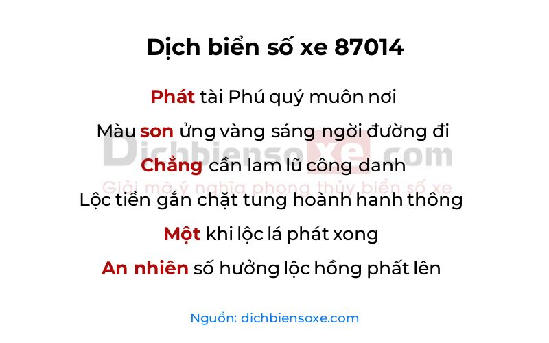 Dịch thơ biển số 87014