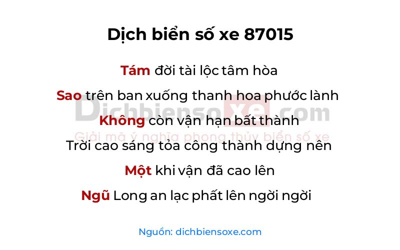 Dịch thơ biển số 87015