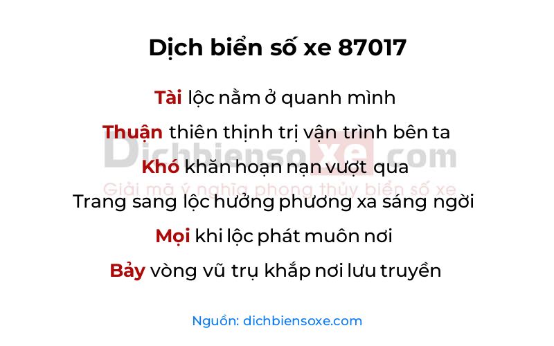 Dịch thơ biển số 87017