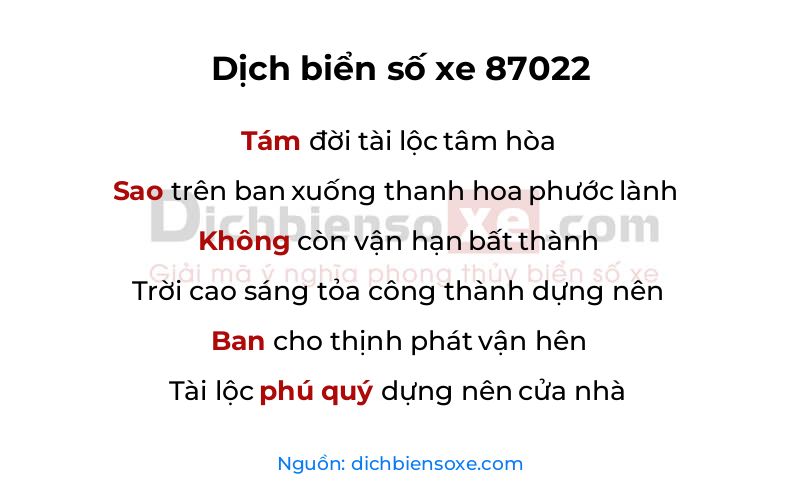 Dịch thơ biển số 87022