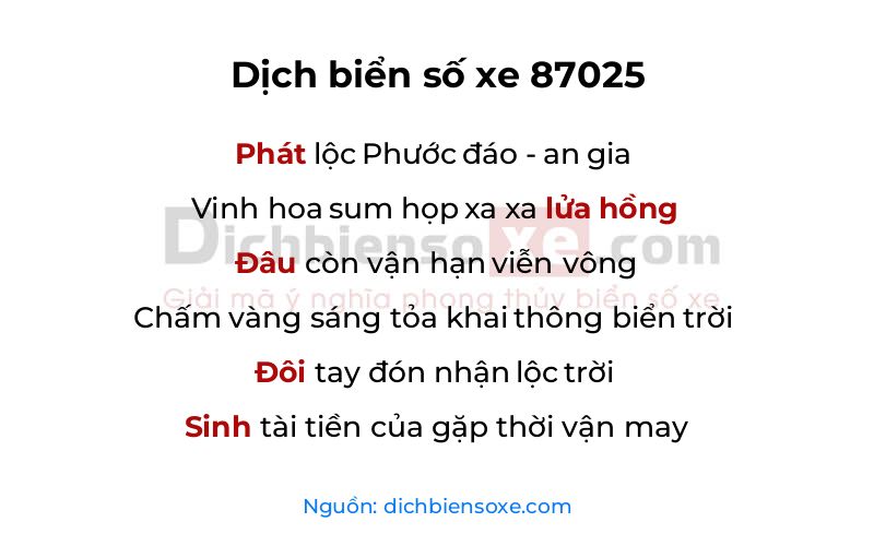 Dịch thơ biển số 87025