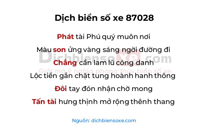 Dịch thơ biển số 87028