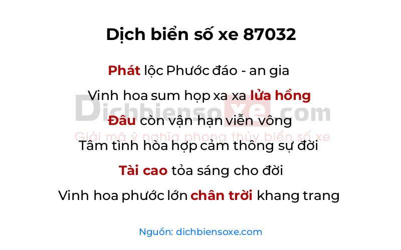 Dịch thơ biển số 87032