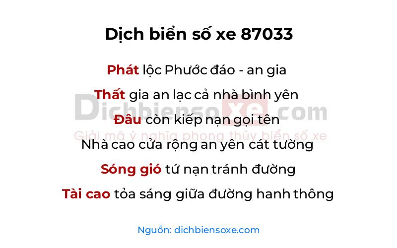 Dịch thơ biển số 87033