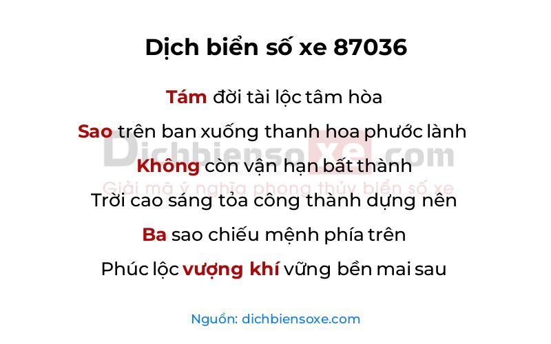 Dịch thơ biển số 87036