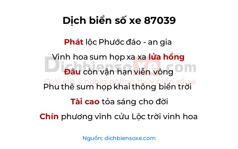 Dịch thơ biển số 87039