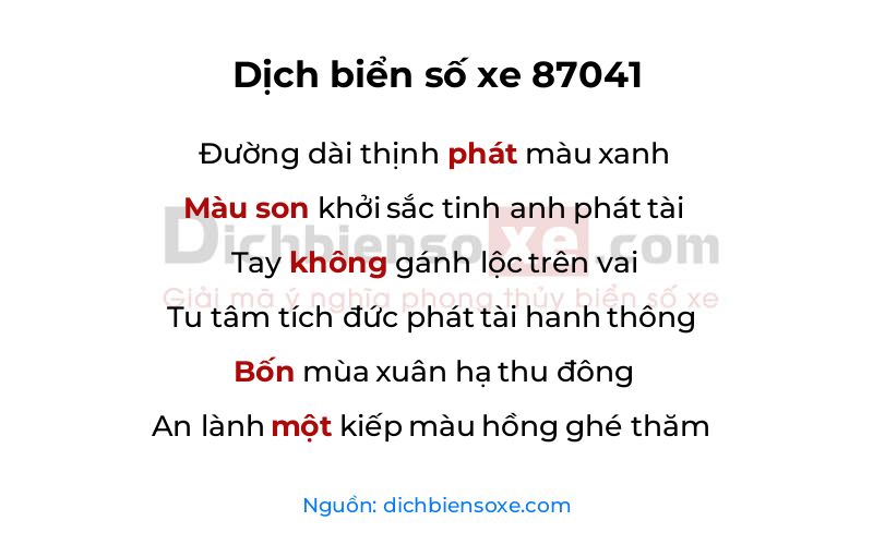 Dịch thơ biển số 87041