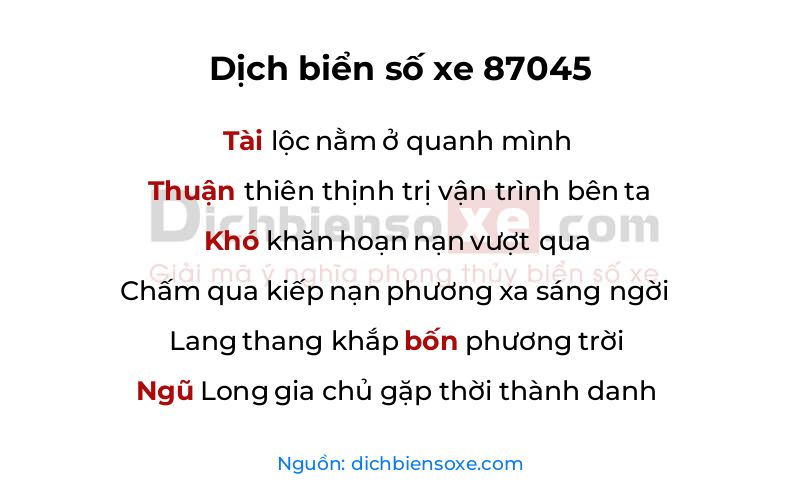 Dịch thơ biển số 87045