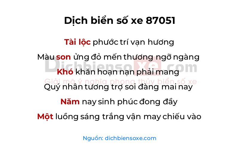 Dịch thơ biển số 87051