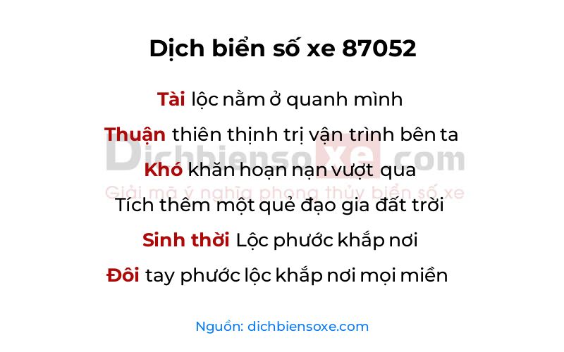 Dịch thơ biển số 87052