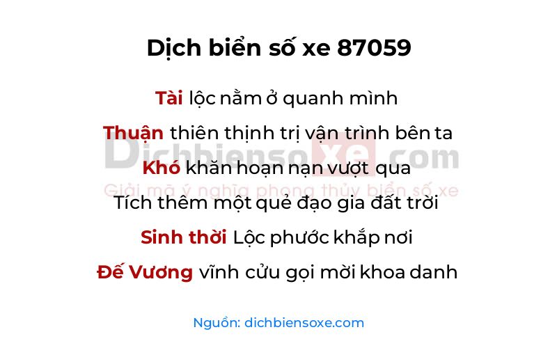 Dịch thơ biển số 87059