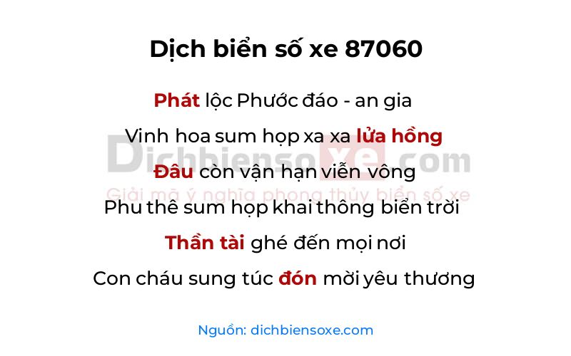 Dịch thơ biển số 87060
