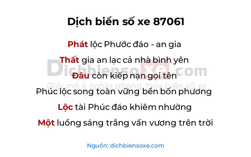 Dịch thơ biển số 87061