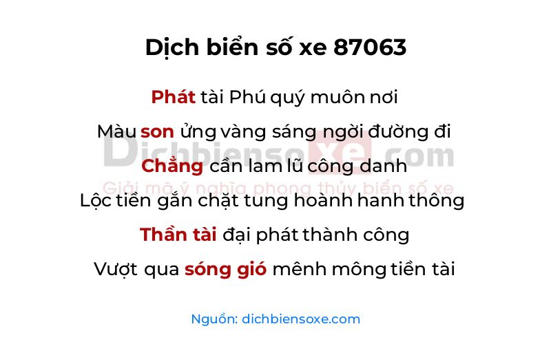 Dịch thơ biển số 87063