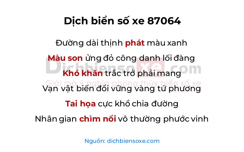 Dịch thơ biển số 87064