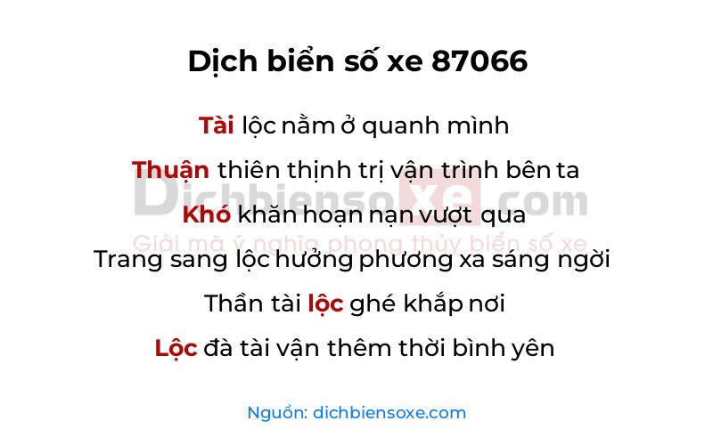 Dịch thơ biển số 87066