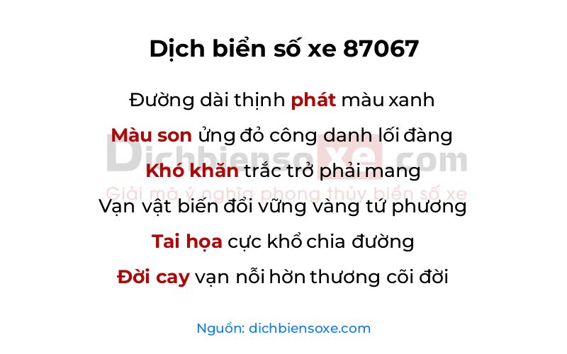 Dịch thơ biển số 87067