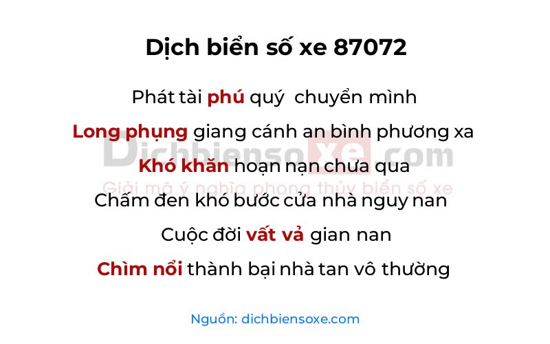 Dịch thơ biển số 87072