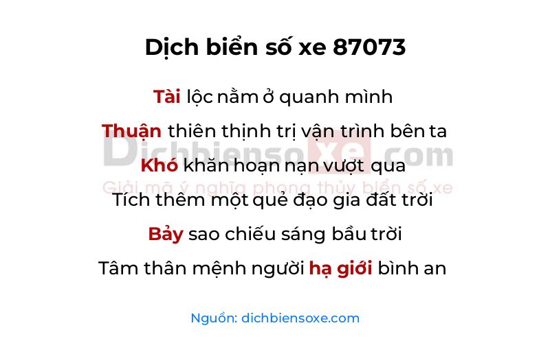 Dịch thơ biển số 87073