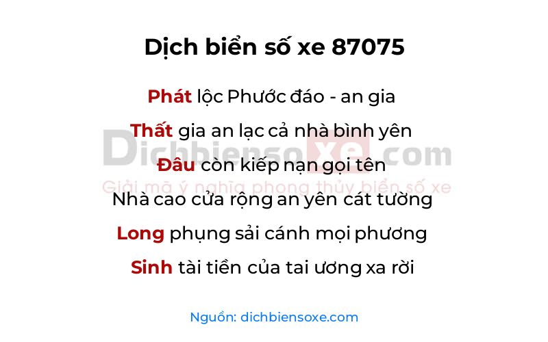 Dịch thơ biển số 87075