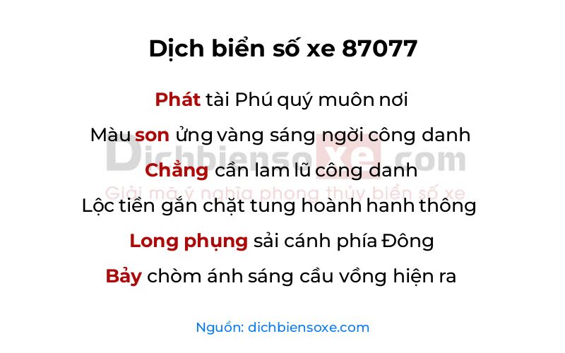 Dịch thơ biển số 87077