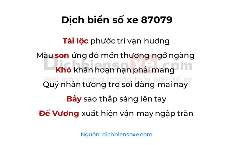 Dịch thơ biển số 87079