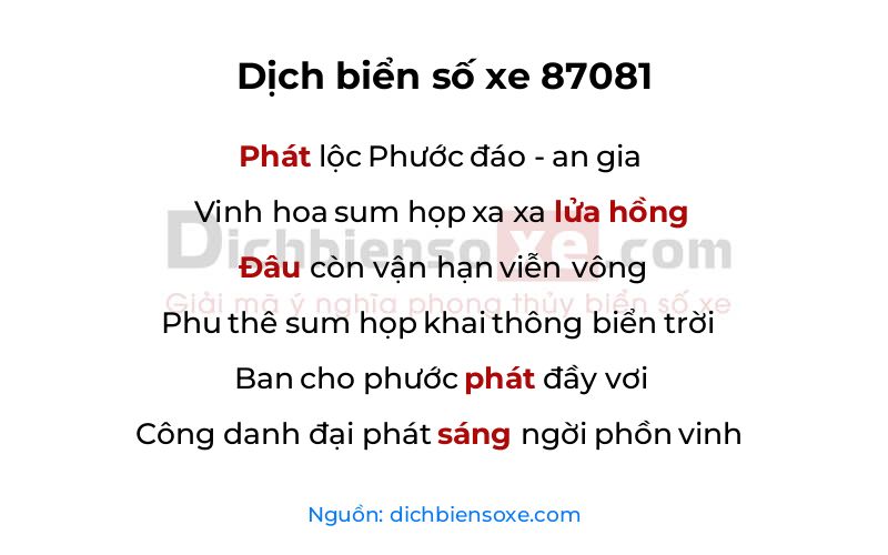 Dịch thơ biển số 87081