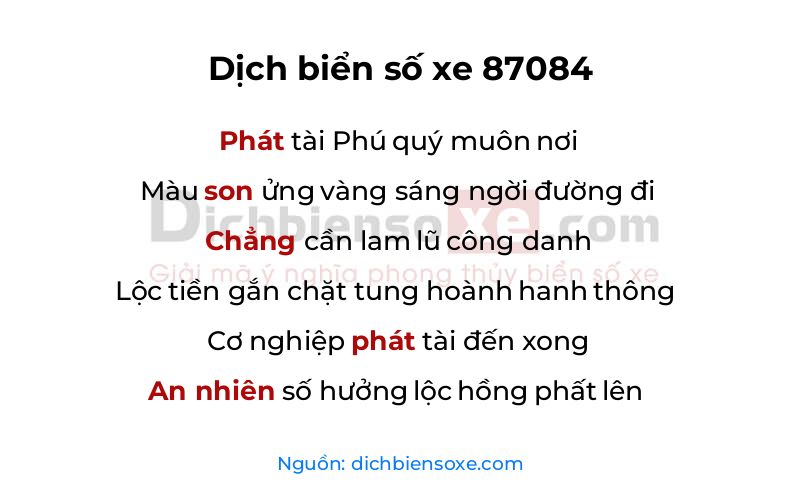 Dịch thơ biển số 87084